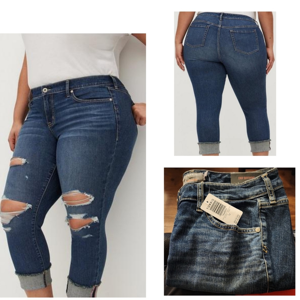 Crop Boyfriend Straight Vintage Stretch Mid-Rise Jean